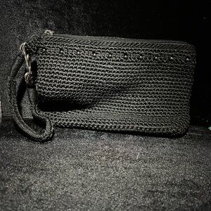 The Sak Black Crochet Wristlet